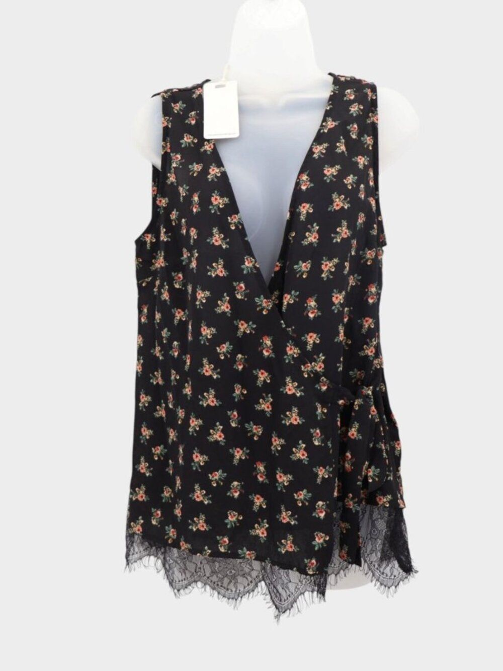 PleioneāAnthropologie Women's Chiffon Sleeveless Wrap Blouse Top Size S